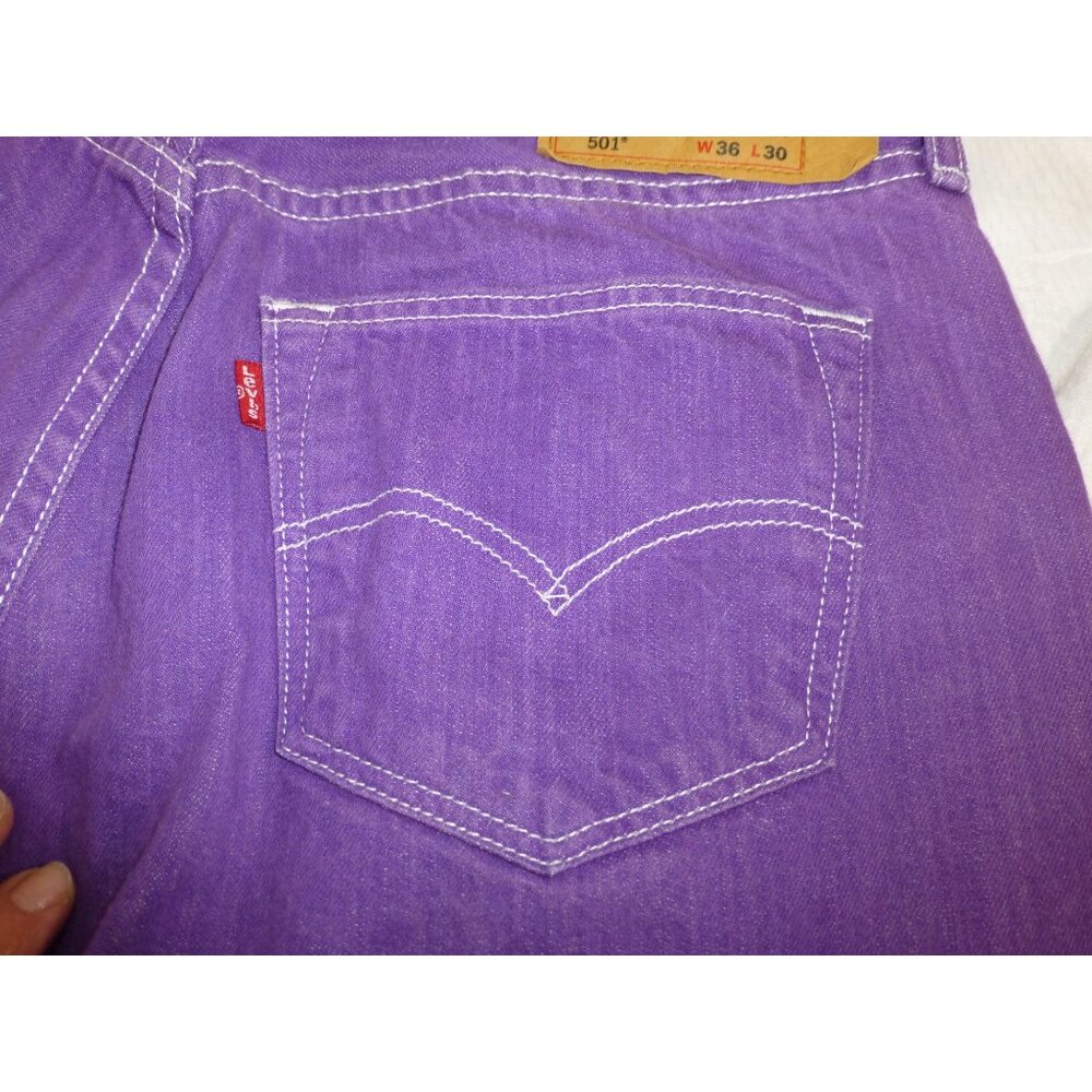 Levis 501 Purple Button Fly Straight-Leg Jeans W36 L30 Vintage Denim Pants *LEGS - Picture 11 of 12